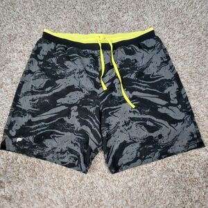 Fabletics Shorts Mens 2XL XXL Black Grey Marble The Fundamental Lined Liner 7"